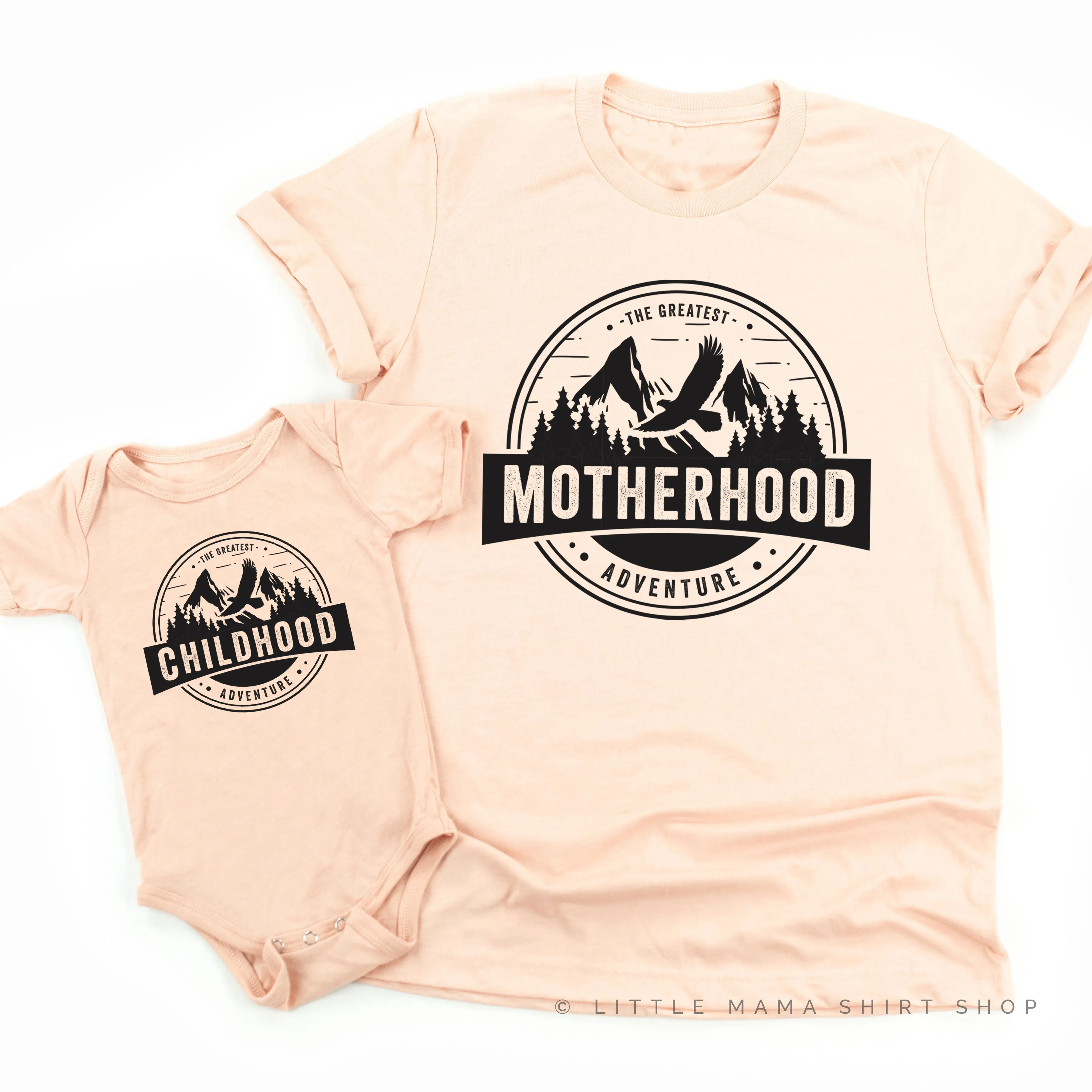 Motherhood   Childhood - The Greatest Adventure - Set of 2 Shirts