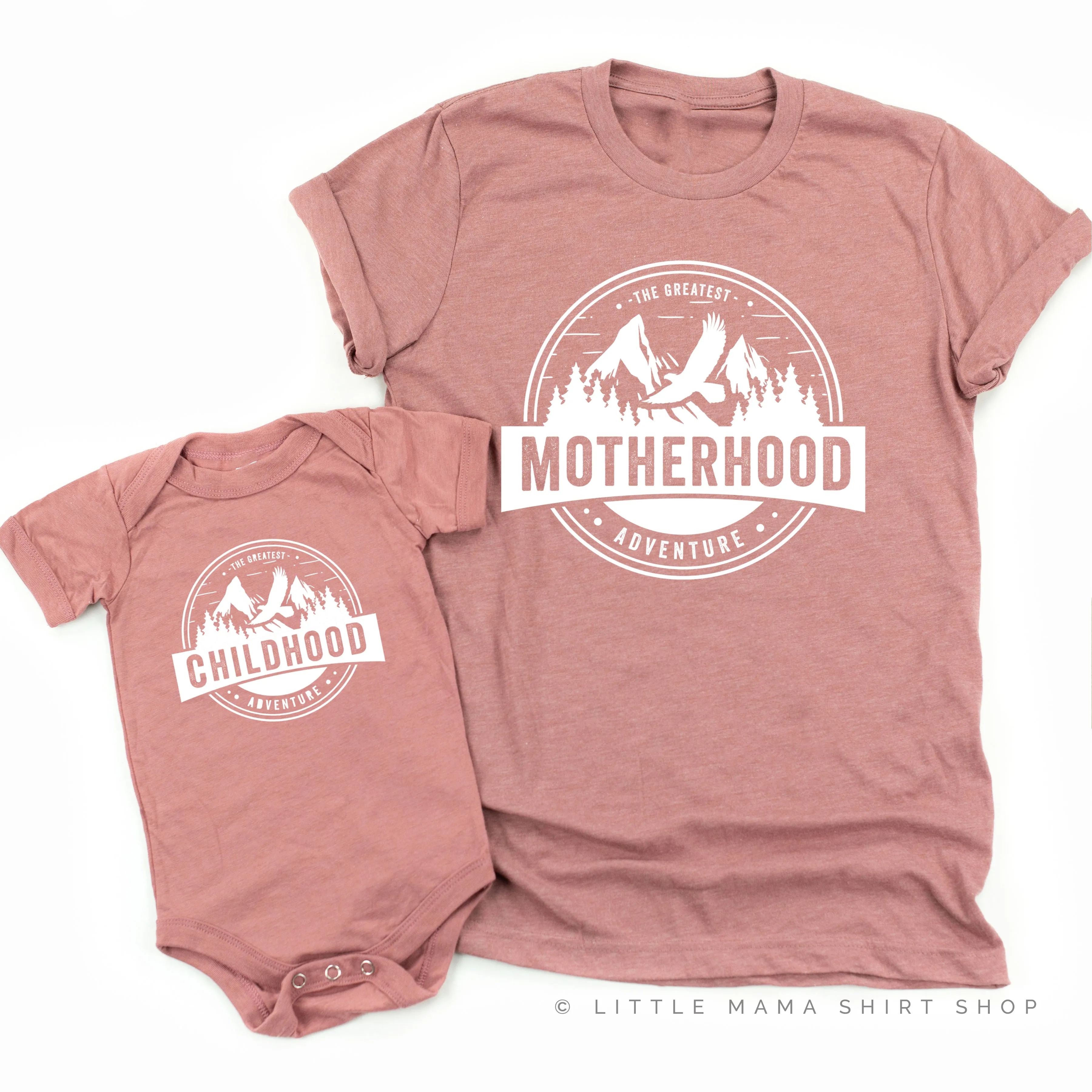 Motherhood   Childhood - The Greatest Adventure - Set of 2 Shirts