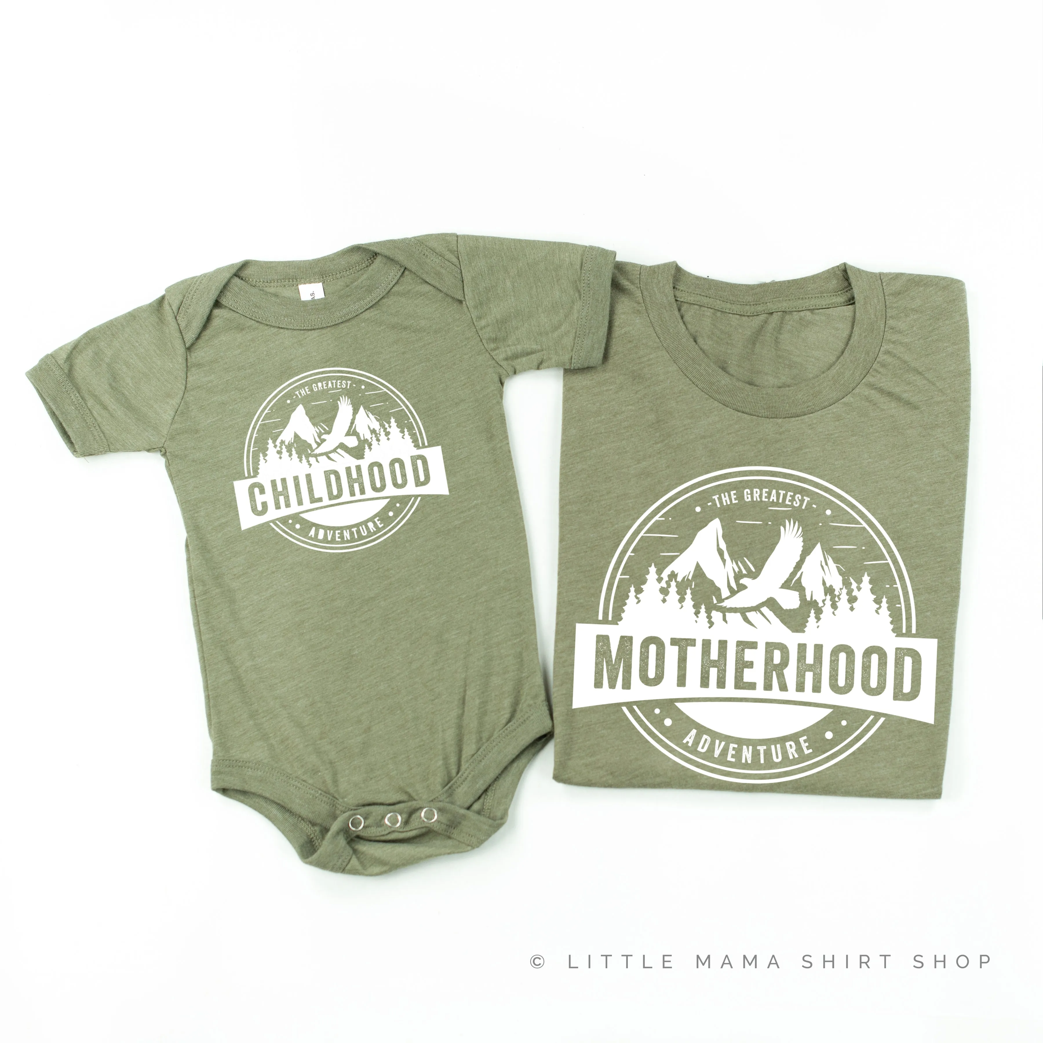 Motherhood   Childhood - The Greatest Adventure - Set of 2 Shirts