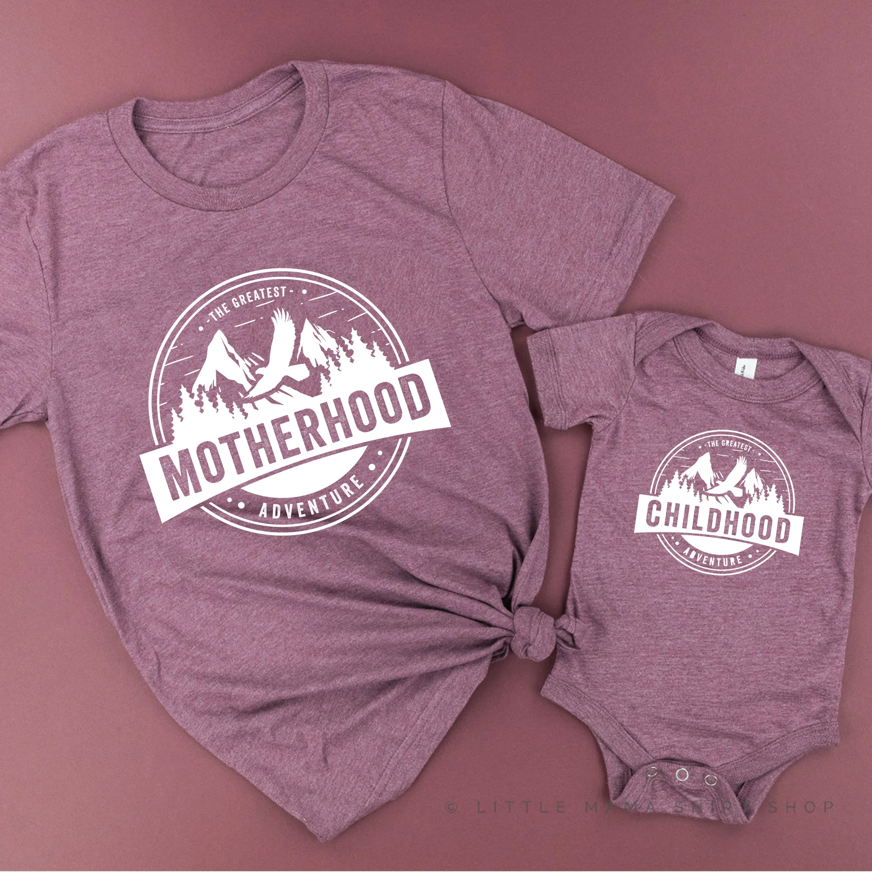 Motherhood   Childhood - The Greatest Adventure - Set of 2 Shirts