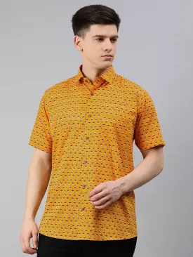 Mustard Cotton Short Sleeves Shirts For Men-Mmh043