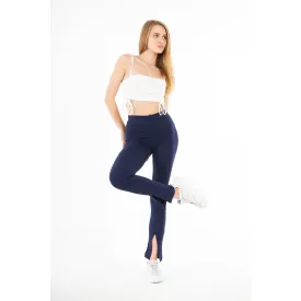 Navy Blue Split Hem Leggings