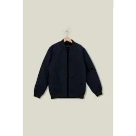 Navy Bomber Jacket With Zip