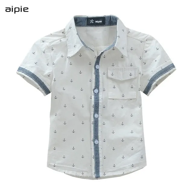 New 2020 Summer Children shirts Printing Anchor pattern 100%Cotton