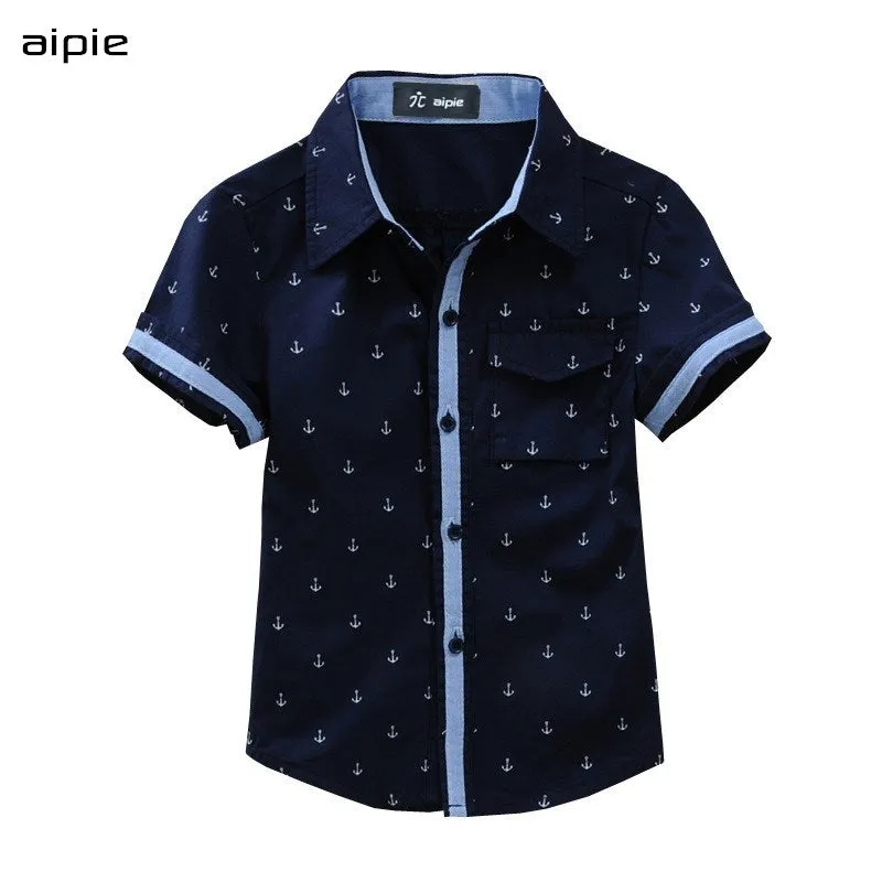 New 2020 Summer Children shirts Printing Anchor pattern 100%Cotton