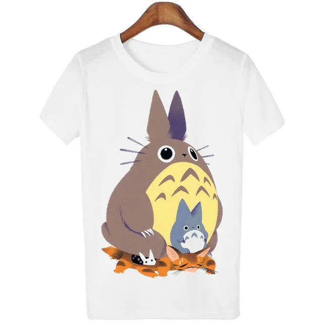 New Cute Totoro T shirt Women Cartoon 3D Harajuku Casual Tops Tees Blusa Plus Size O Neck T-shirt camisetas G