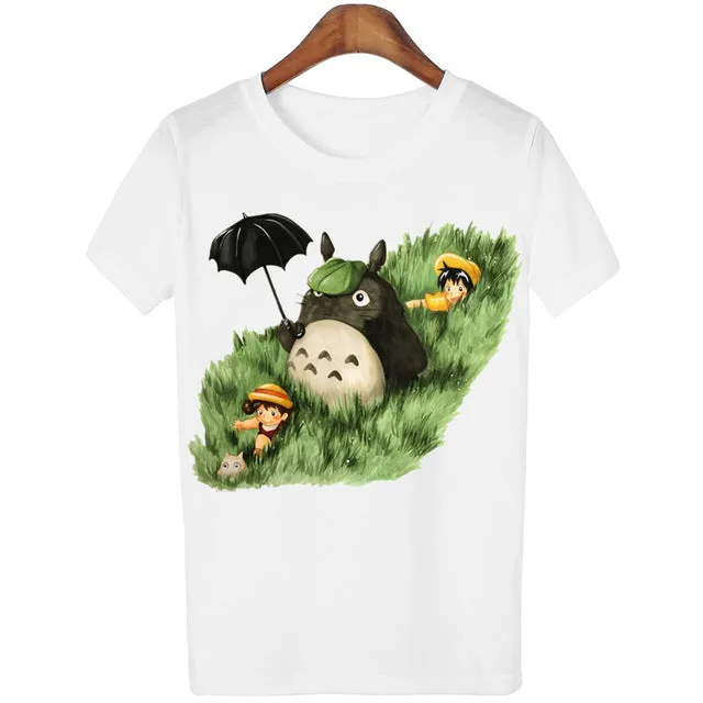 New Cute Totoro T shirt Women Cartoon 3D Harajuku Casual Tops Tees Blusa Plus Size O Neck T-shirt camisetas G