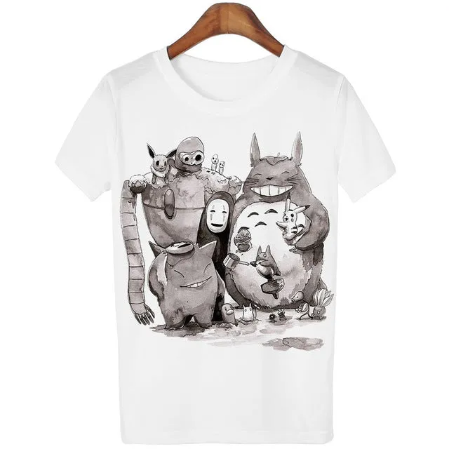 New Cute Totoro T shirt Women Cartoon 3D Harajuku Casual Tops Tees Blusa Plus Size O Neck T-shirt camisetas G