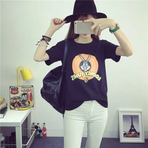 New Women T shirt Batman Print Funny Casual Tops Basic Bottoming Short Sleeve Loose Shirt For Lady Tops Tees S-XXL