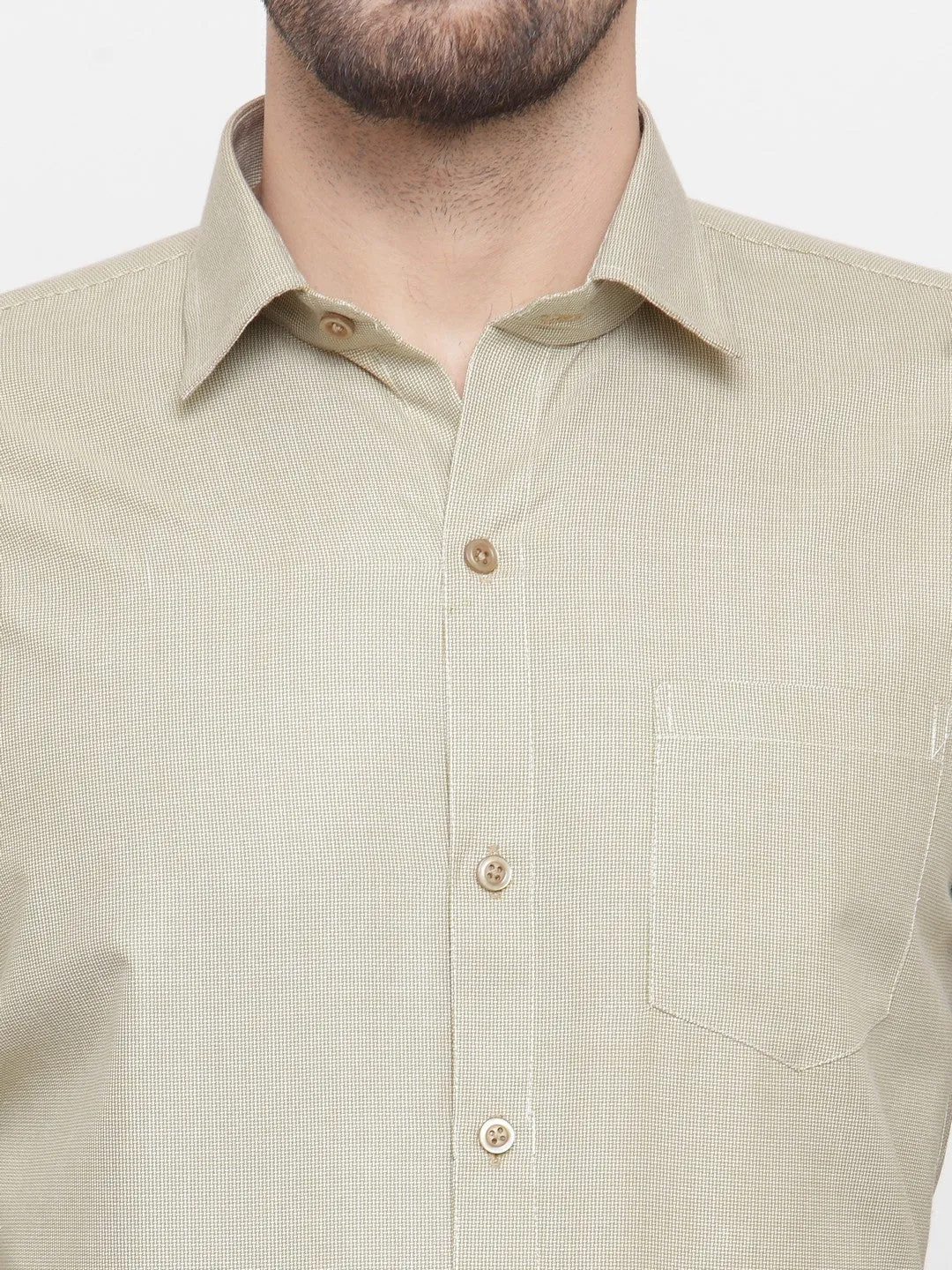 Olive Men'S Cotton Geometric Formal Shirts