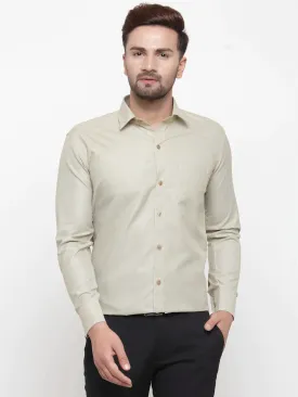 Olive Men'S Cotton Geometric Formal Shirts