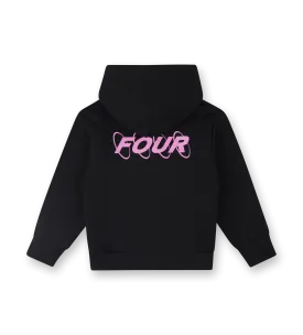 Pink Circles Logo Hoodie Black