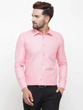 Pink Men'S Cotton Geometric Formal Shirts