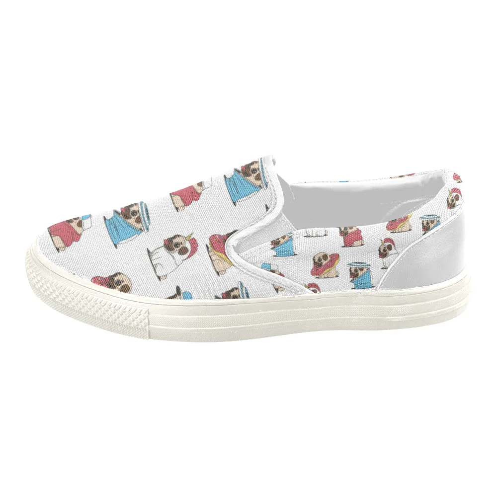 Pug cute Women's Slip-on Canvas Shoes