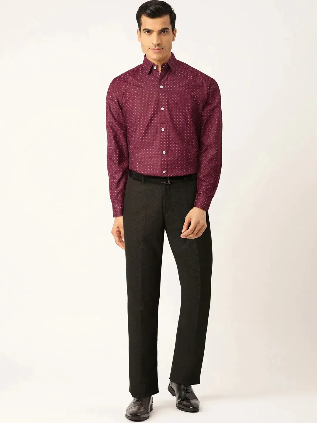 Purple Men'S Cotton Printed Formal Shirts