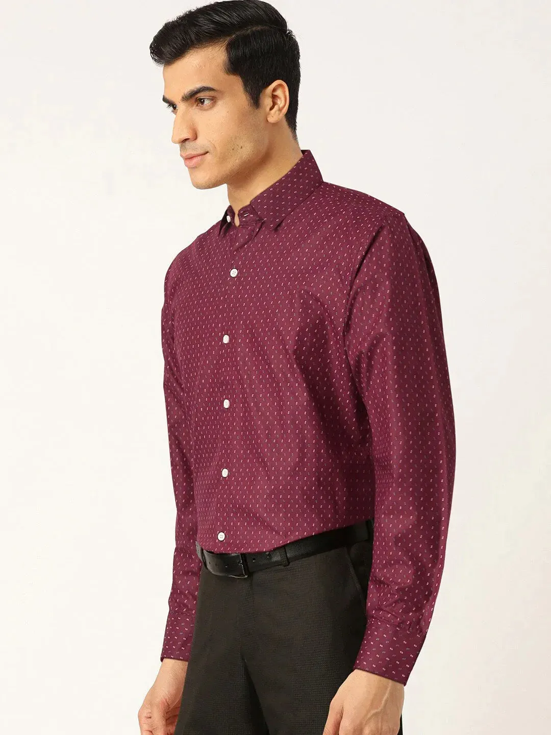 Purple Men'S Cotton Printed Formal Shirts