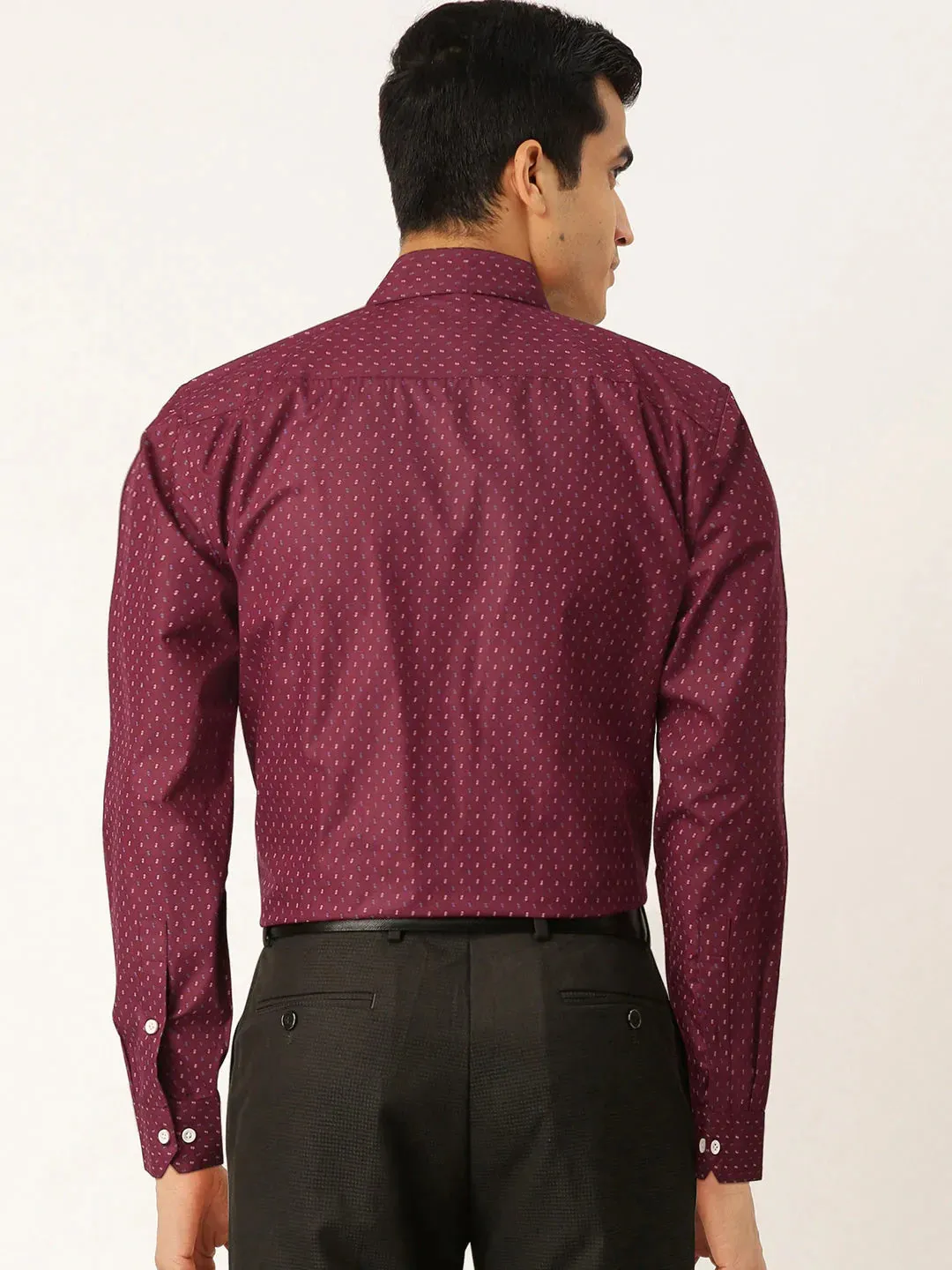 Purple Men'S Cotton Printed Formal Shirts