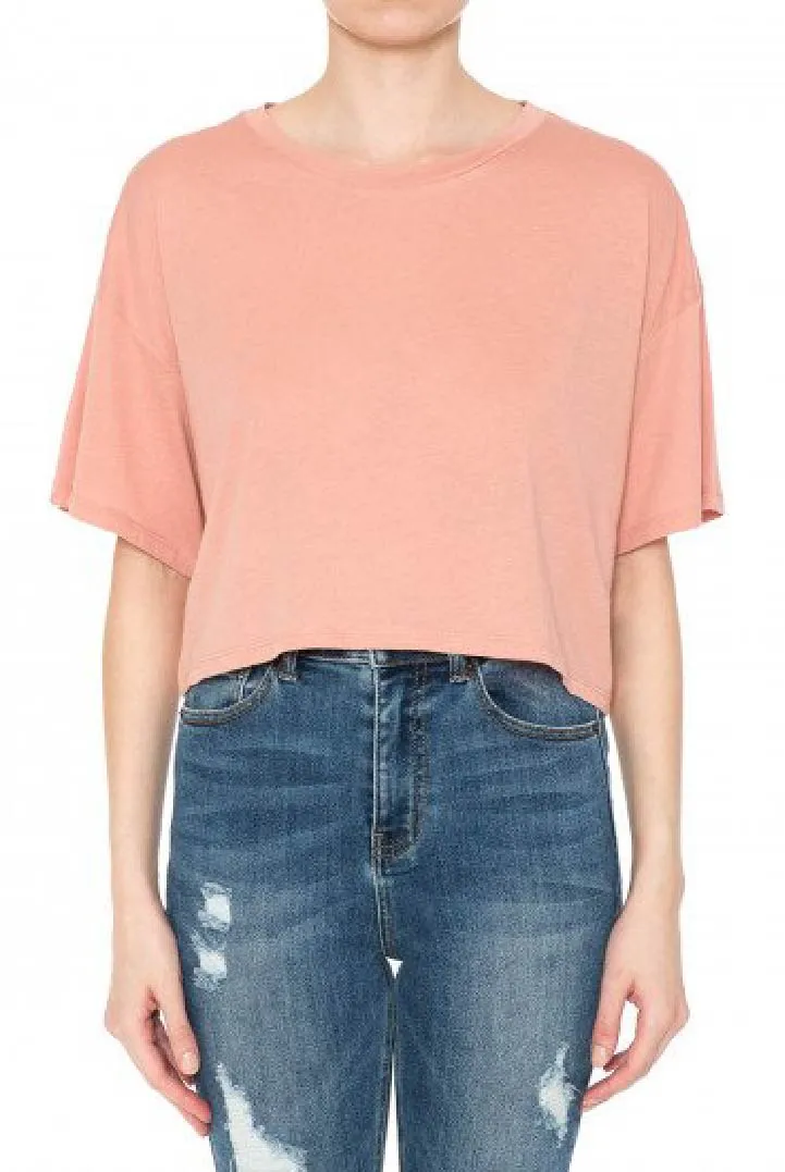 Round Neck Boxy Crop Top