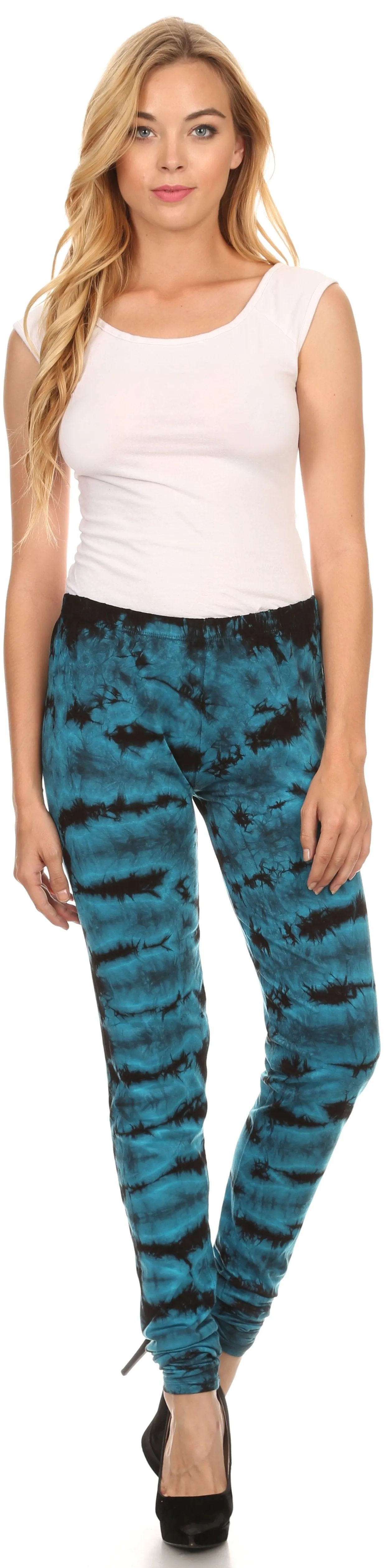 Sakkas Kuntah Long Elastic Waist Adjustable Tie Dye Washed Slim Skinny Pant