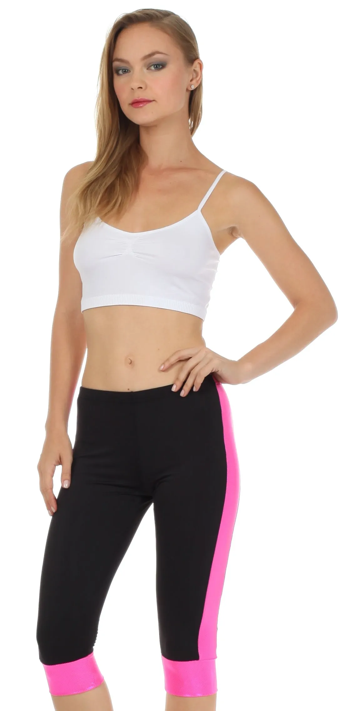 Sakkas Racing Stripe Activewear Sport Capri Leggings