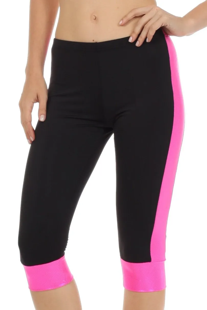 Sakkas Racing Stripe Activewear Sport Capri Leggings