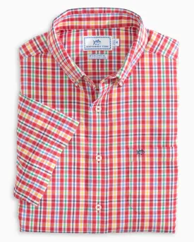 Southern Tide Men's SS Check Intercoastal Sport Shirt/ Poppy Red