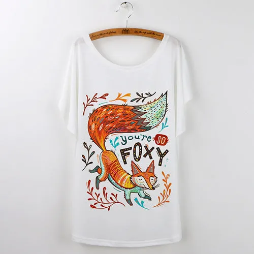 Summer Tops 2017 Animal T-Shirt Women Clothing Harajuku Cute Fox Short Sleeve White T Shirt Camiseta Feminina Tee Shirt Femme