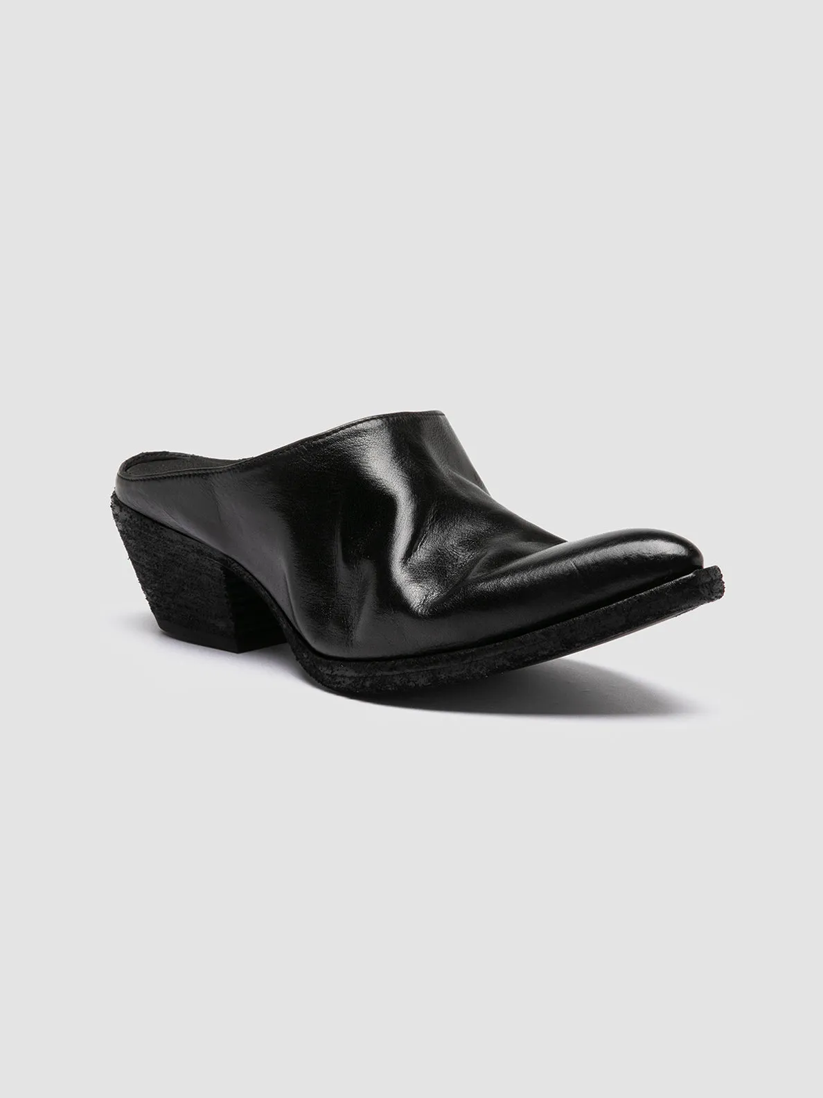 WANDA DD 101 - Black Leather Mule Sandals