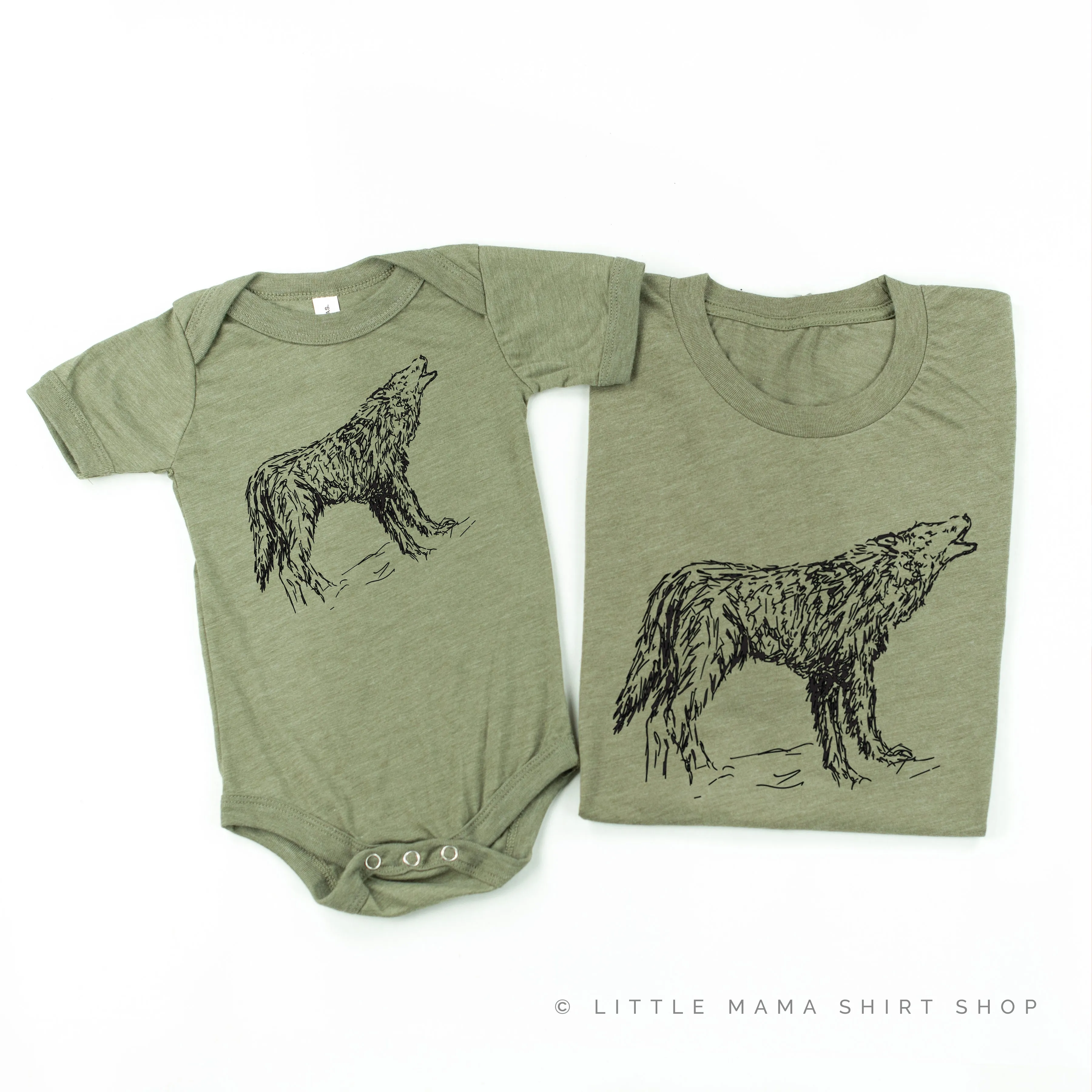 WOLF- HAND DRAWN - Set of 2 Shirts