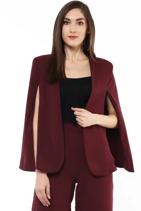 Women Maroon Cape Jacket