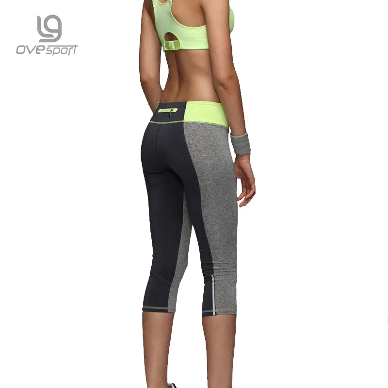 Women Sexy Zipper Pocket Leggings Fitness Capri Pants Reflective Leggins Slim Women's Workout Trousers Quick-dry Activewear 1025