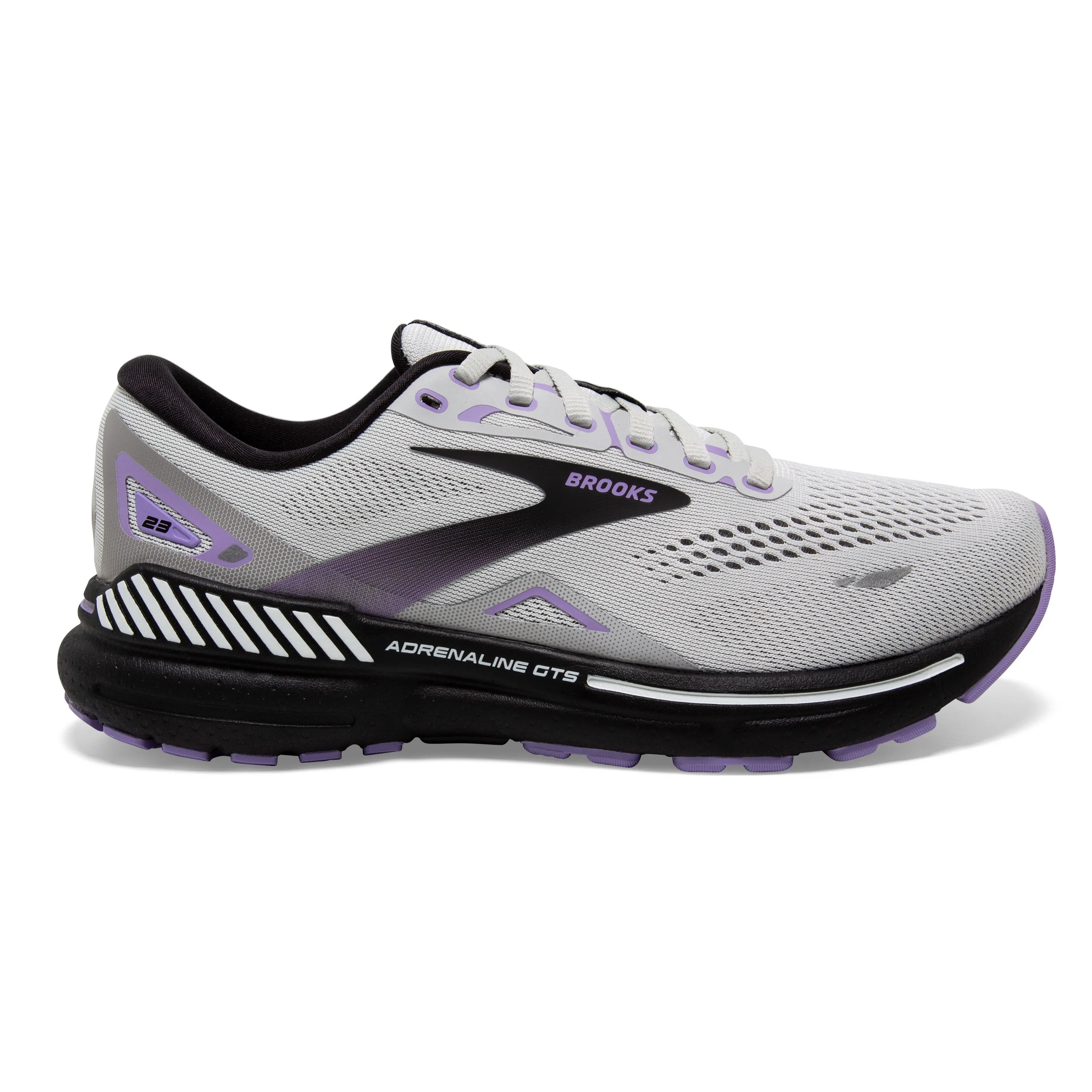 Women's Brooks Adrenaline GTS 23 Color: Grey/Black/Purple