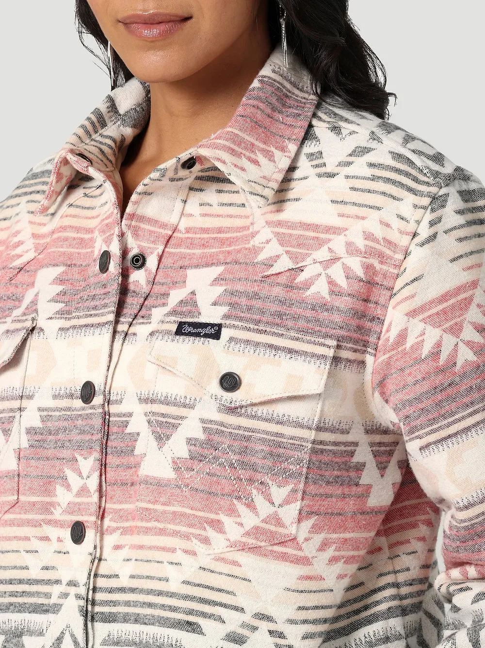 Women's Wrangler Southwestern Print Shacket in Dusk Rose