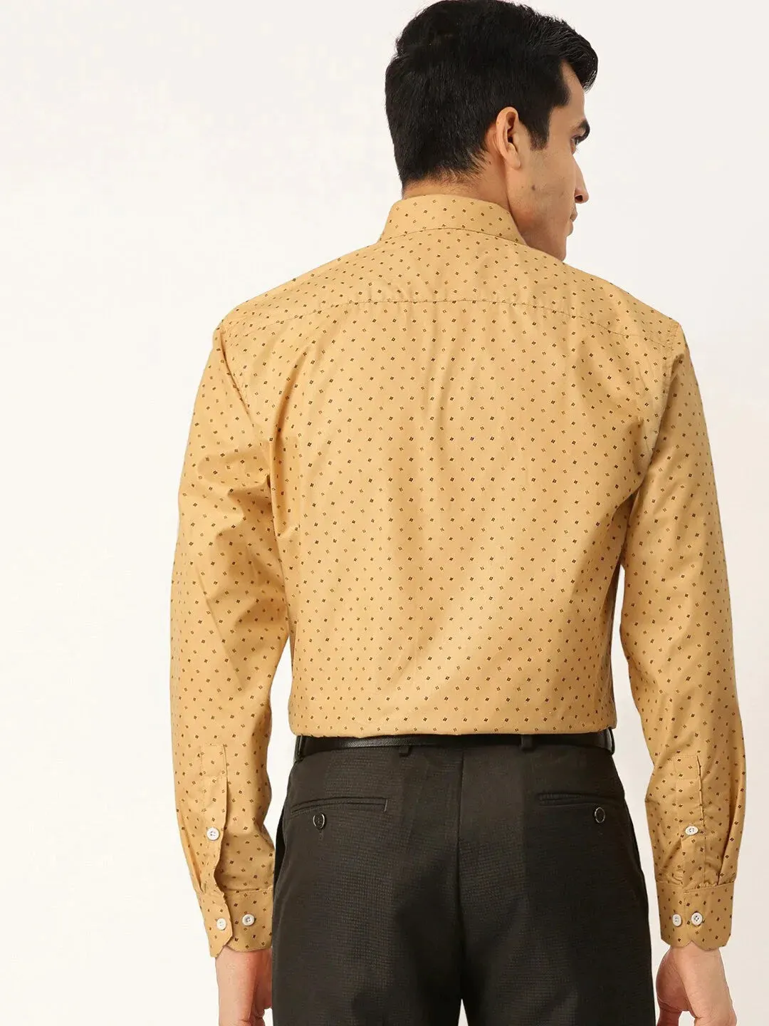 Yellow Men'S Cotton Printed Formal Shirts